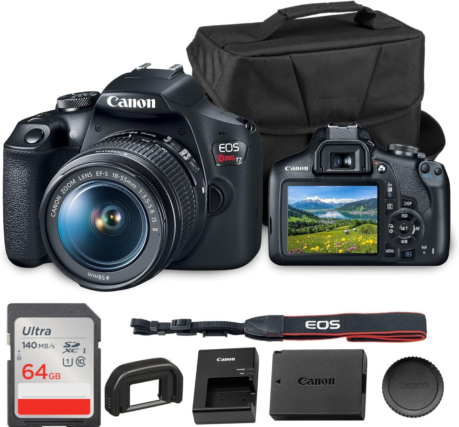 Canon EOS Rebel T7 DSLR Camera with 18-55mm Lens Bundle | For Beginner Photograp