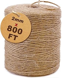 SMART&CASUAL 2mm Natural Jute Twine String Thin for Craft Plant Garden Gift Wrapping Christmas Handmade Art Decoration Packing String Home Art Decoration (Brown) (800 Ft (244M))