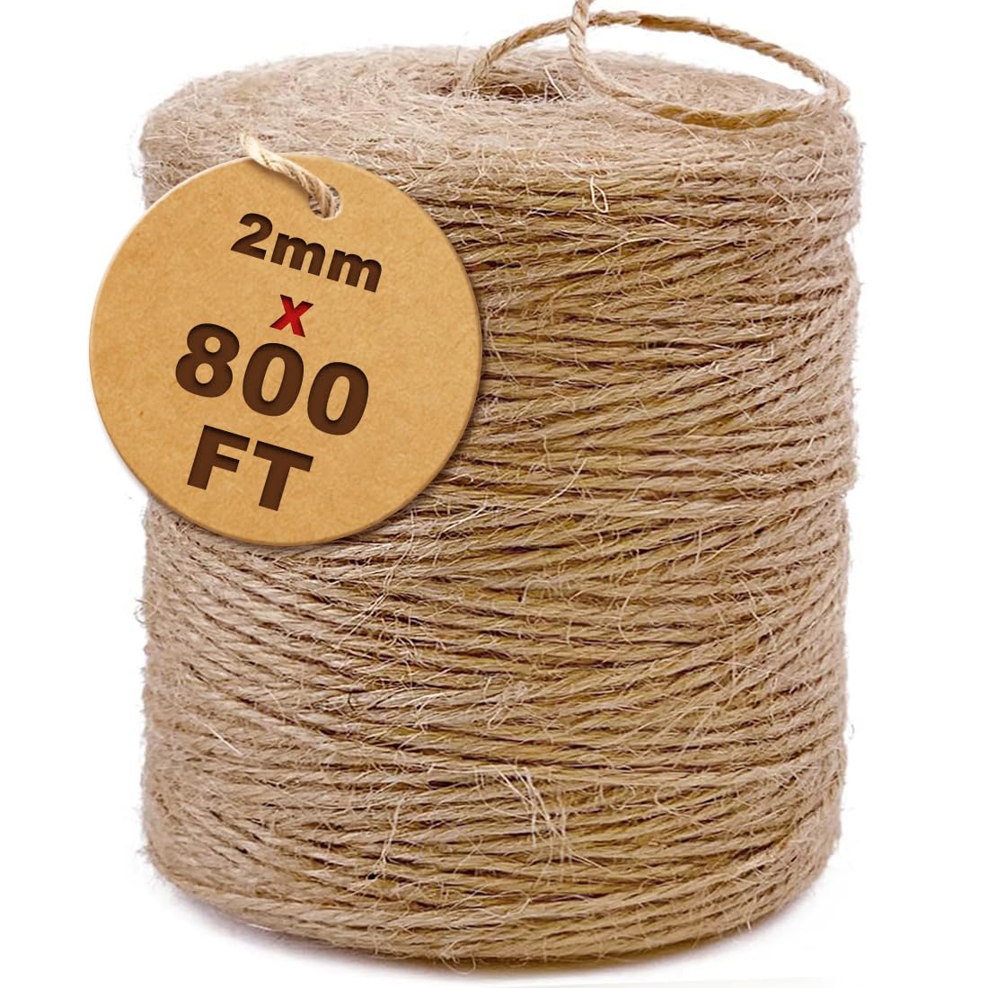 SMART&CASUAL 2mm Natural Jute Twine String Thin for Craft Plant Garden Gift Wrap