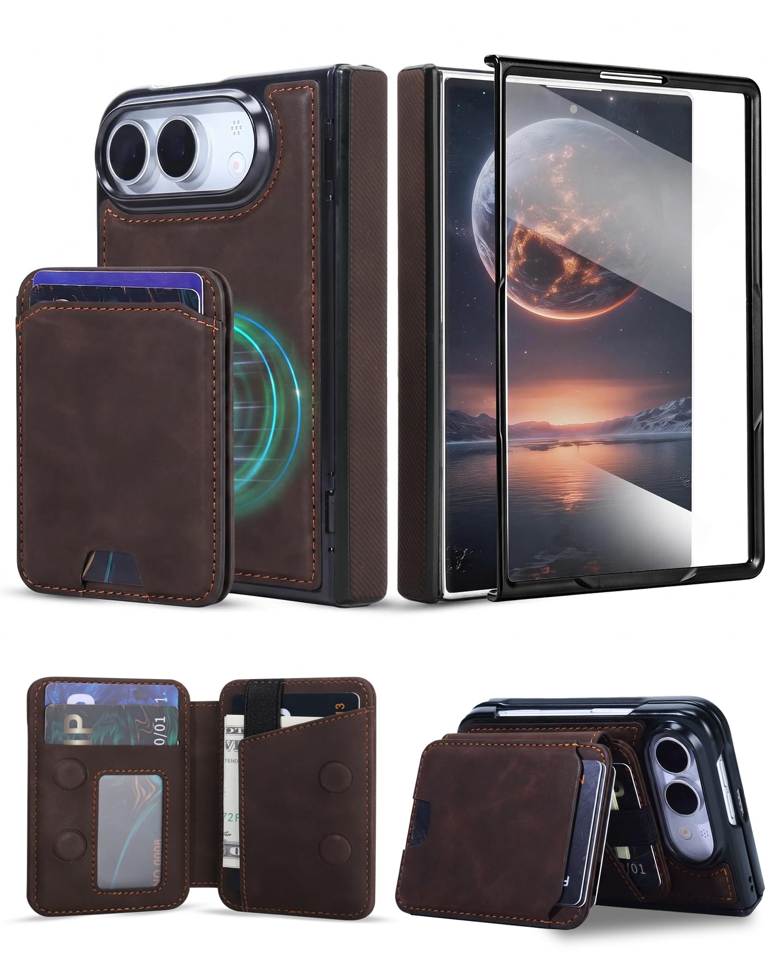 iPhone Duo Case, PU Leather Magnetic Wallet Case with Detachable Wallet Compatib