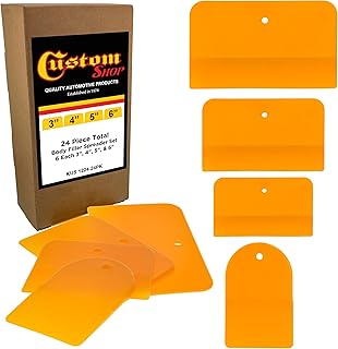 Custom Shop 4, 5, &amp; 6 Inch Plastic Body Filler Spreader Tools (24 Pack) | Automotive Body Fillers, Putties, Glazes, Epoxy Resin, Caulk, Glues - Plastic Spreader Tool Variety Pack
