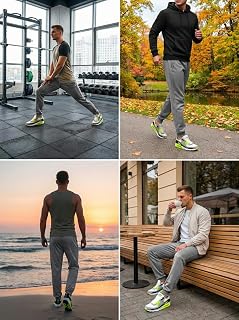Men's Jogger Pants Elastic Waist Drawstring Casual Sweatpants Lightweight Athletic Workout Running Pants with Pockets