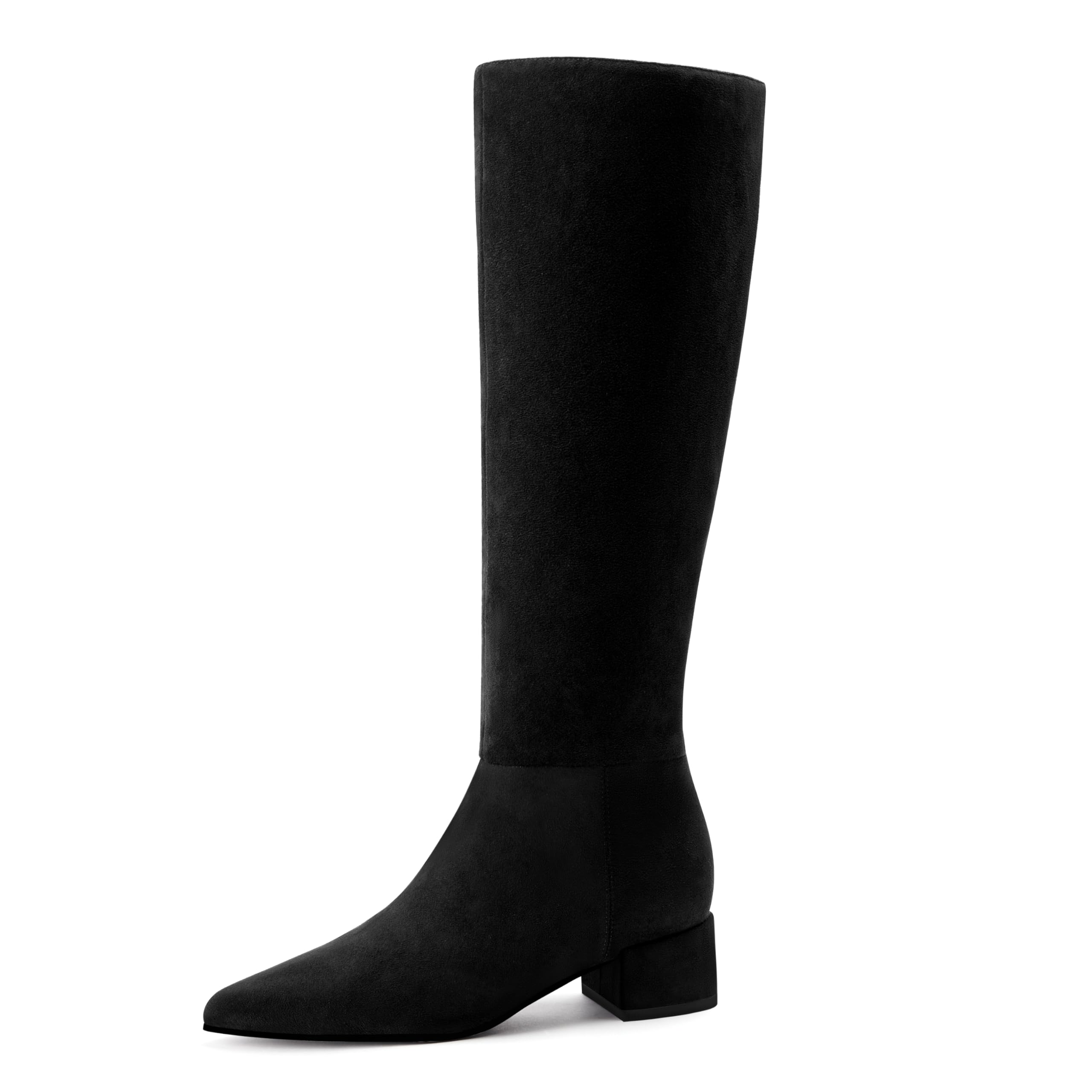 Adrizzlein Womens Knee High Boots Chunky Block Heels Fall Tall Boots