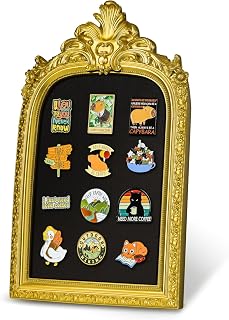 tutata Vintage Pin Display Board, Decorative Pin Frame, Gold, Half Arch | Desktop & Wall Display, 3D Retro Design, Hold the Pins Tightly Without Pin Backs