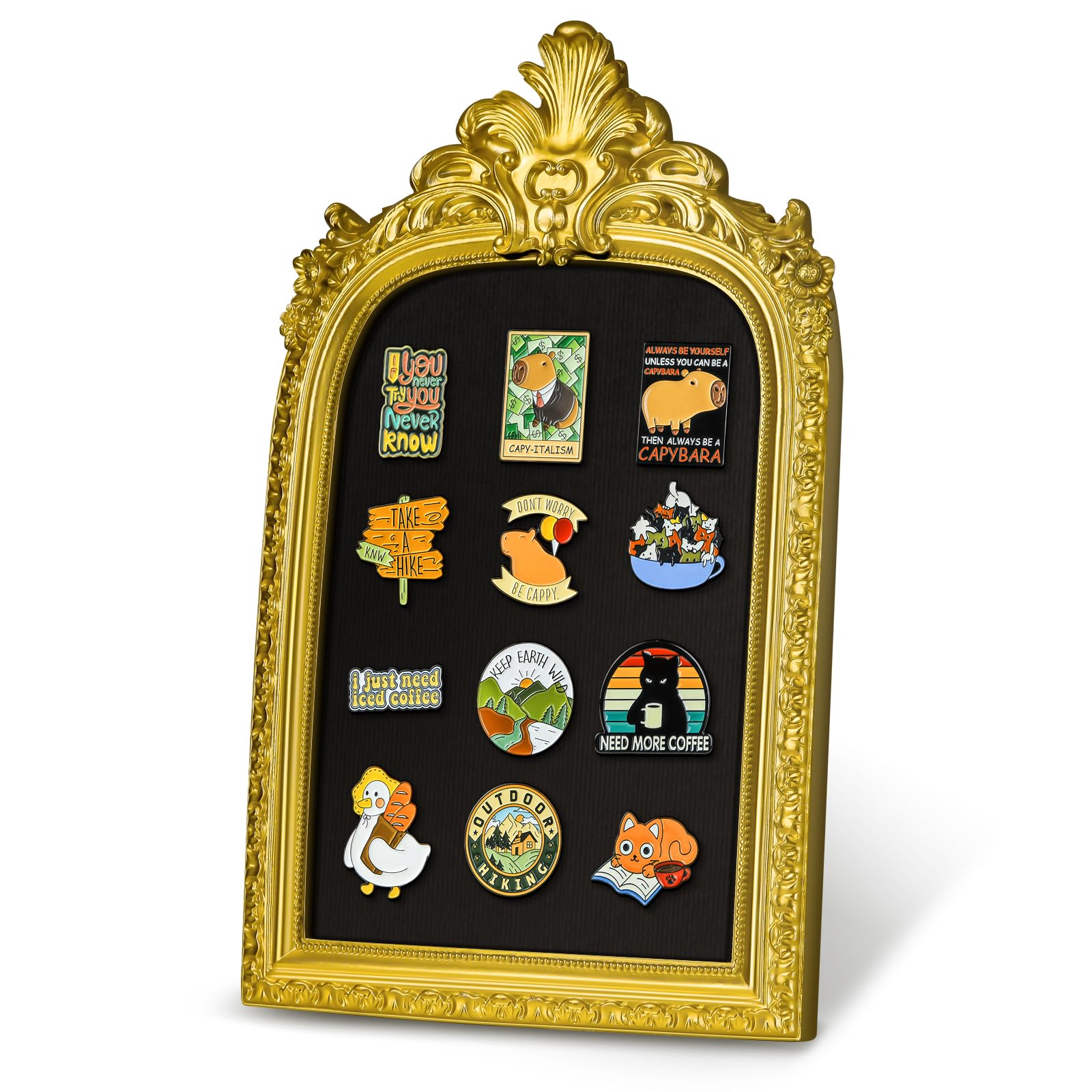tutata Vintage Pin Display Board, Decorative Pin Frame, Gold, Half Arch | Deskto