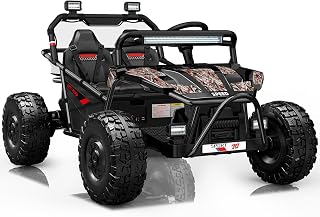 First Ride On 36V Kids Ride On UTV, 2-Seater 400W Electric Car for Kids 6+, 5-8 MPH Speed, 14" EVA Wheels, Metal Frame, Bluetooth Music, Rear Metal Suspension Off-Road Vehicle (Black Camo)