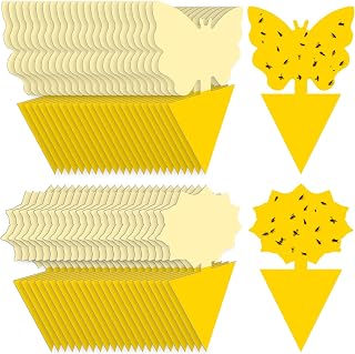 Fruit Fly Traps Indoor Fungus Gnat Trap 48PCS for Plants Yellow Outdoor | Houseplants Use, odorless Insect Sticky, Non-toxic, whiteflies, for indoor & outdoor, upgraded surface easier to peel off