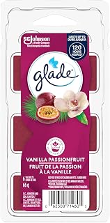Glade Wax Melts Air Freshener, Vanilla Passionfruit, 6 Count | Scented Wax Cubes For Warmer, Essential Oils Blend, Flameless Odour Eliminator, Bathroom And Home, Dry-To-Touch Pressed Wax