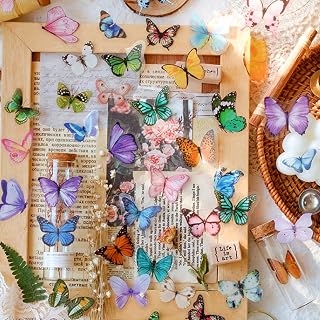 160 Pieces Vintage Waterproof Scrapbooking Stickers Butterfly Design Scrapbooking Supplies Journal Stickers Self Adhesive Stickers for Garbage Journal, Water Bottle and DIY Paper Crafts