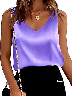 Mawor Summer Satin Tank Tops for Women Business Camisole Lavender XXXL