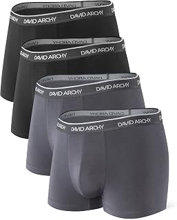 David Archy Men's 4 Pack Ultra Soft and Breathable Bamboo Rayon Trunks