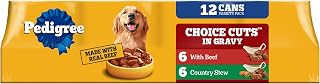 Pedigree Choice Cuts Wet Dog Food, Beef & Country Stew, 13.2 oz, 12 count | Beef & Country Stew flavors, 100% complete & balanced, 50%+ water for hydration, made with real beef, choice cuts in gravy