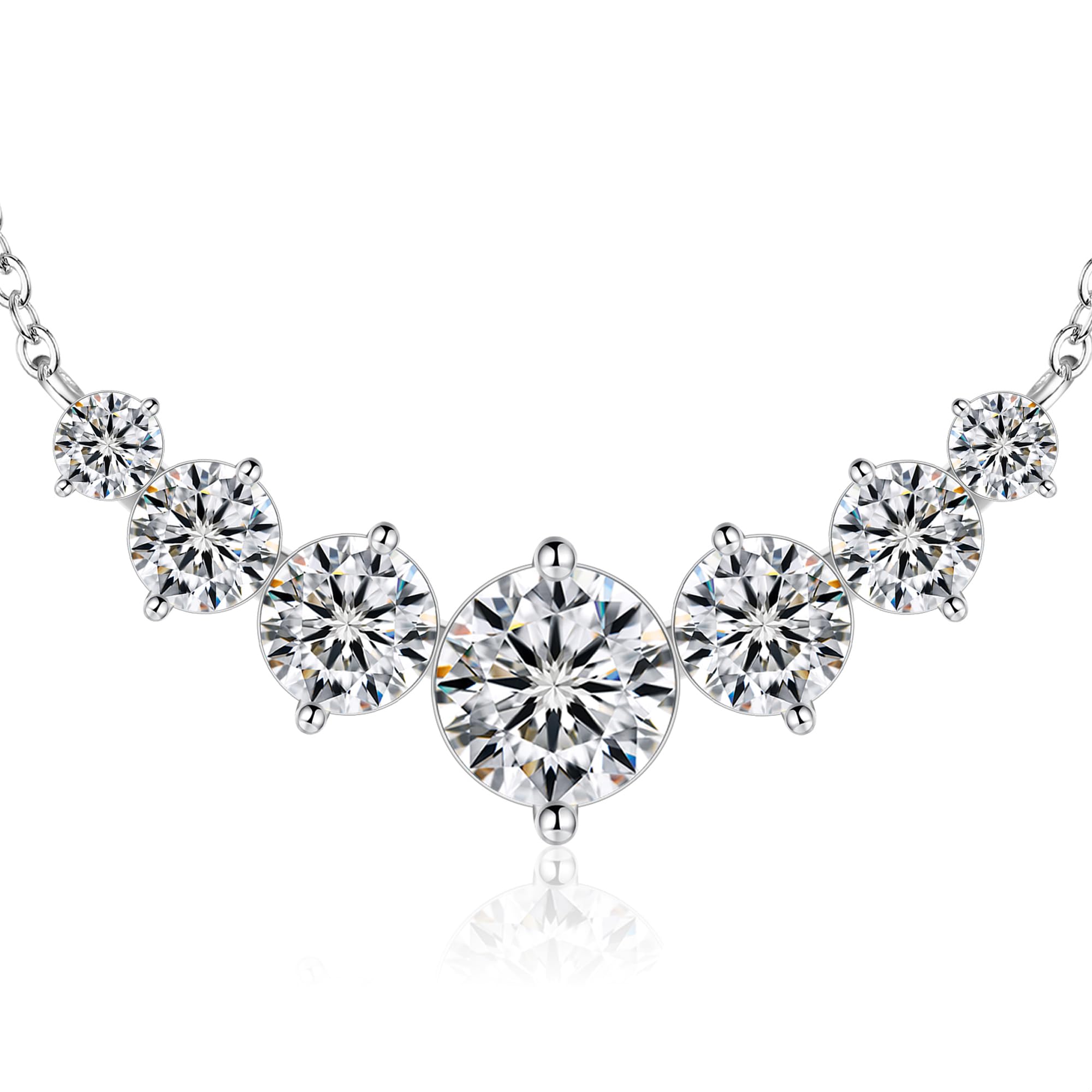 7 Stones Moissanite Necklace for Women, 1.7-7.6 Carat Smile Moissanite Pendant N