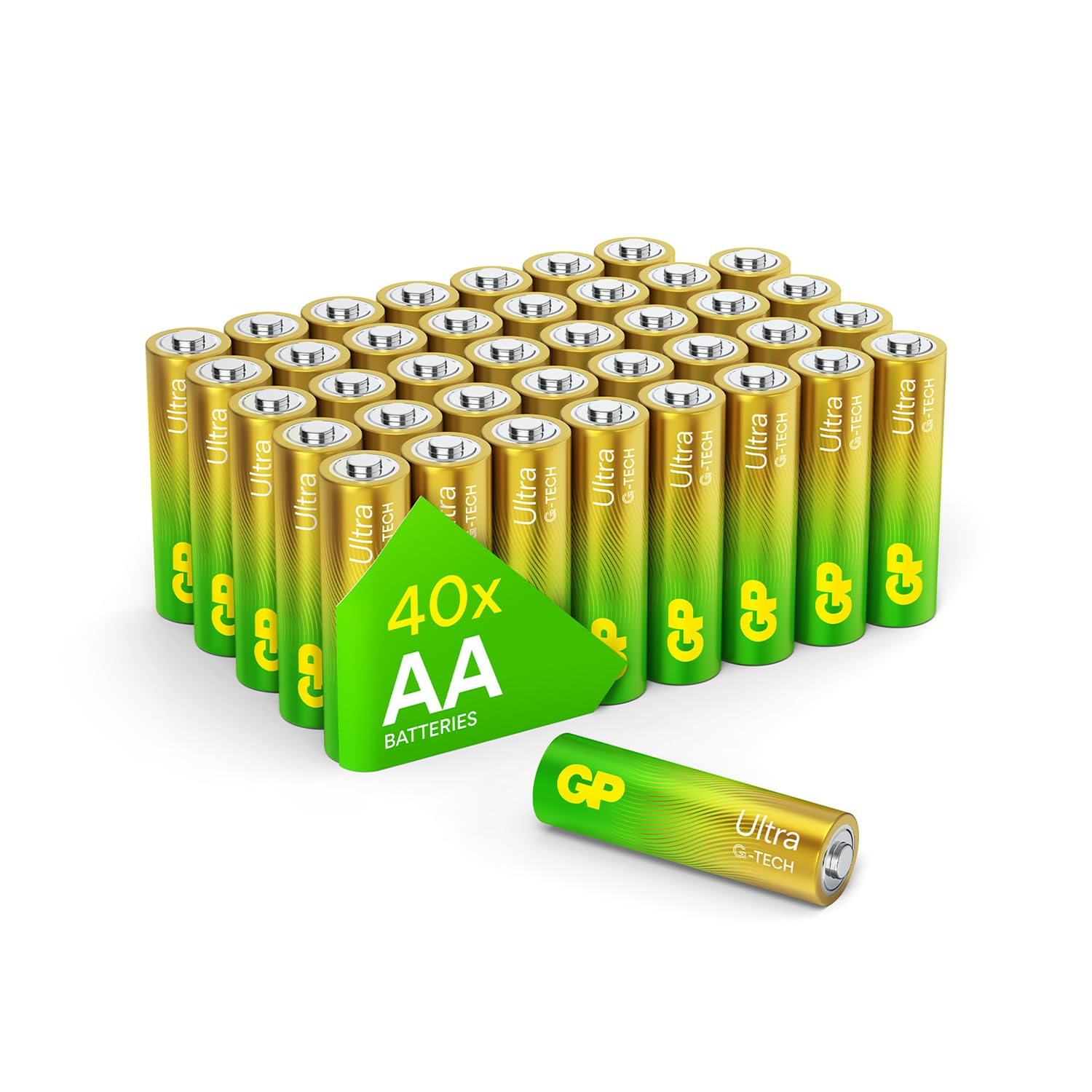 GP AA Batteries 40 Pack 1.5V Alkaline Double A 10 Yr Long Shelf Life | Reliable 