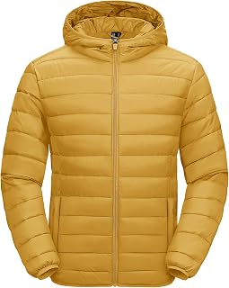 MAGCOMSEN Men's Lightweight Puffer Jacket Hooded Warm Winter Coat Quilted Lined Water-Resistant Full Zip Bubble Jackets