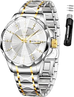OLEVS Orologi da uomo, orologio d'argento per uomo cinturino in acciaio