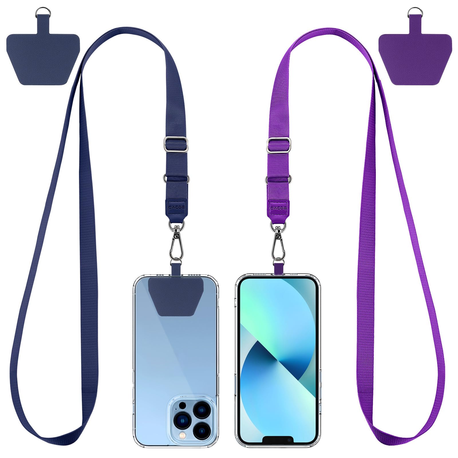 CACOE Phone Lanyard, Blue+Purple, Lengthened 2 Pcs