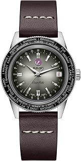 Rado - Captain Cook Over-Pole - Men - Swiss Watch - Rotating Bezel with Some City Names Engraved - High-Tech Ceramic Bezel – 80 hours of Power Reserve – Includes a Brown case with a second stainless steel Bracelet with rice Grain Look - Handwinding – 37 mm