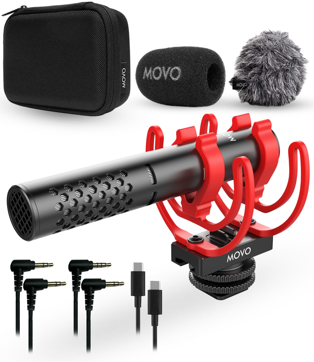 Movo X1-Mini Video Shotgun Mic for Camera - Supercardioid 3.5mm/USB-C Analog/Dig