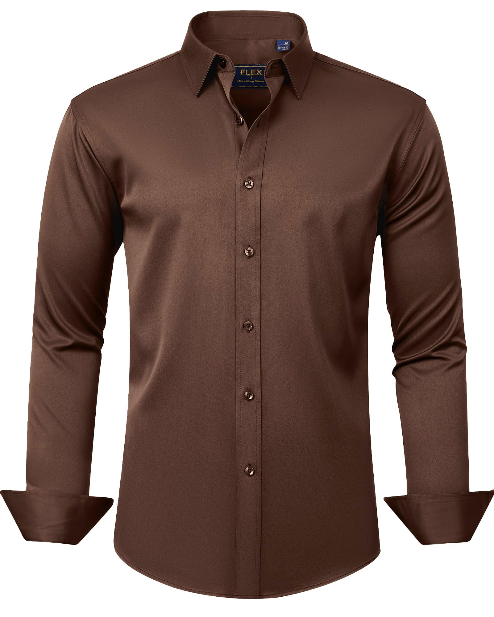 J.VER, Mens Shirts Long Sleeve Solid Color Stretch Wrinkle Free Formal Work Casu