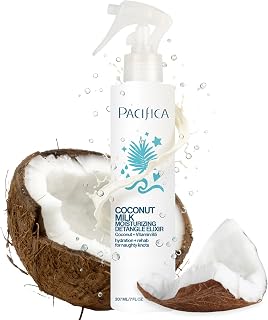 Pacifica Coconut Milk Hair Detangler Spray – Leave-In Conditioning Elixir for Tangle-Free Hair – Instantly Detangles Knots, Adds Shine &amp; Moisture, Prevents Breakage &amp; Frizz – Vegan &amp; Cruelty-Free