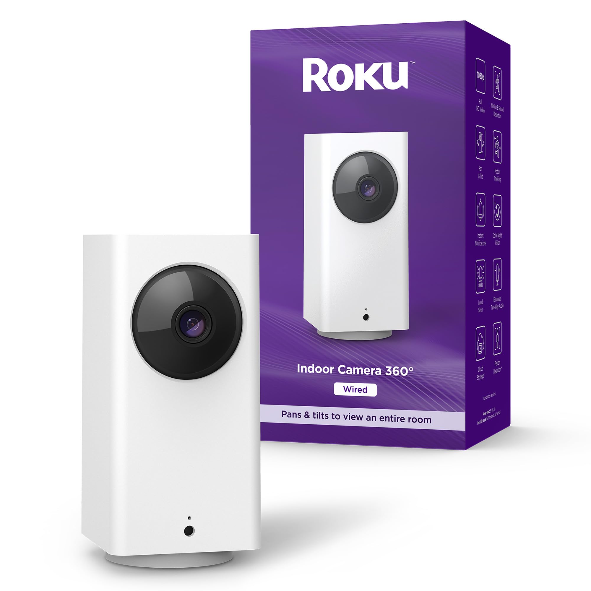 Roku Indoor Camera 360° for Home Security - Security Camera with 1080p HD Color 
