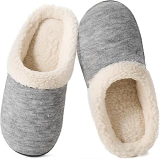 Wishcotton Ladies Fleece Slippers with Comfy Memory Foam Warm and Comfortable Indoor Outdoor
