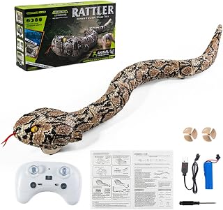 RC Amphibious Snake Robot Toys - Remote Control Reptile Toy: Lifelike Fake Snake with Realistic Movement & 3D Eyes, Land & Water Capable Electronic Pet for Kids Ages 6