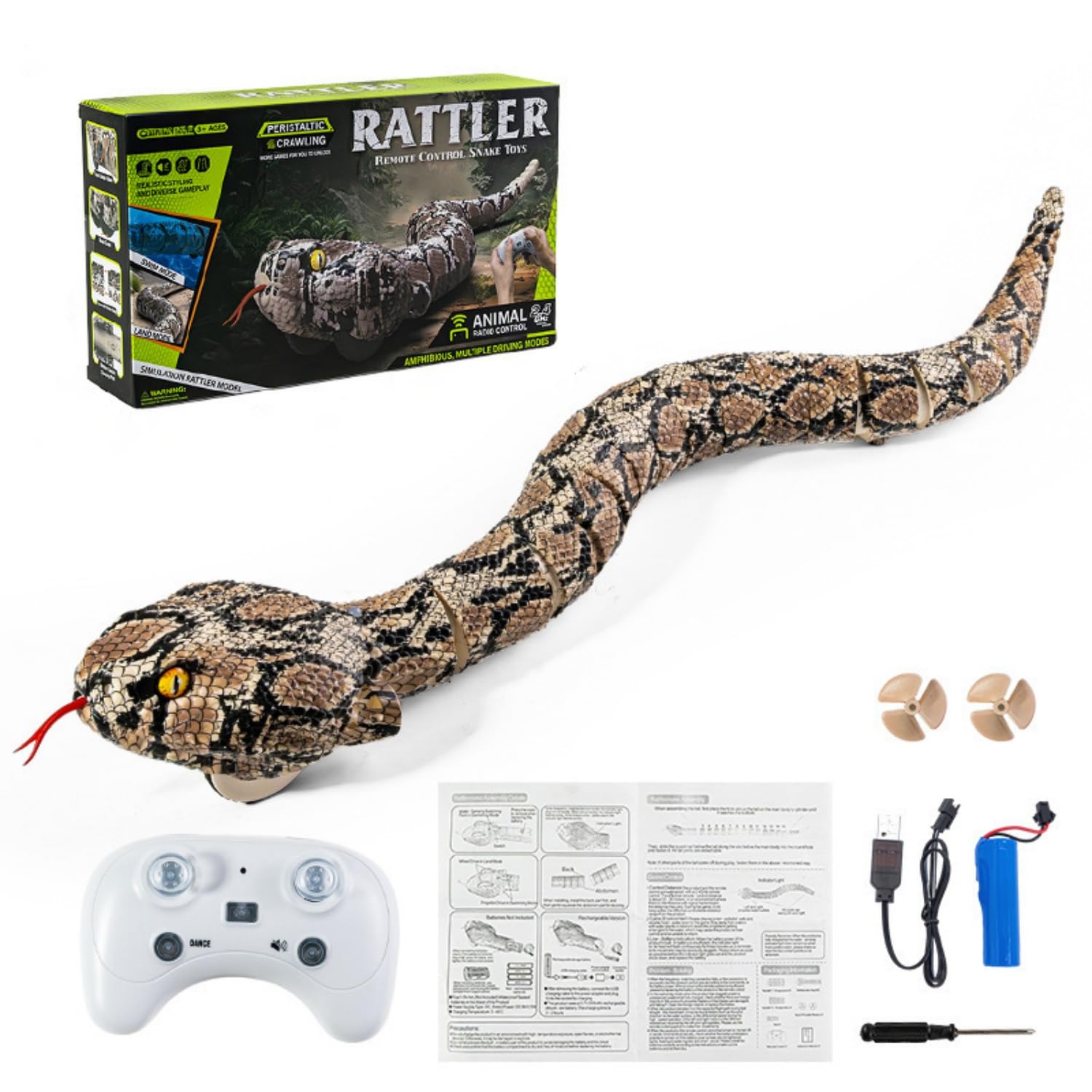 RC Amphibious Snake Robot Toys - Remote Control Reptile Toy: Lifelike Fake Snake