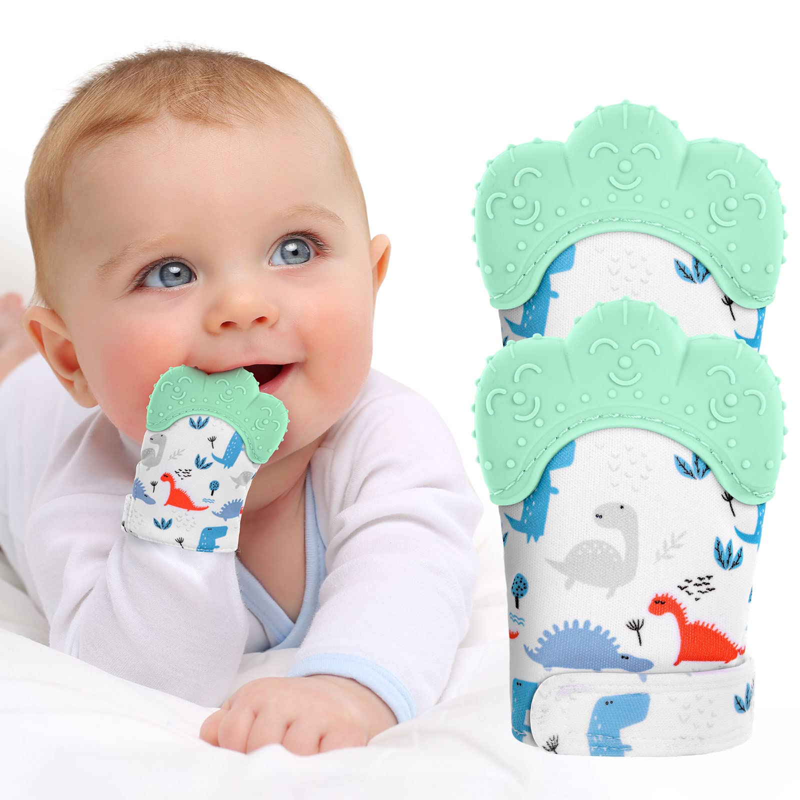 Vicloon Baby Teething Gloves, Pack of 2 Gloves, Teething Ring Toy, BPA-Free, Soo