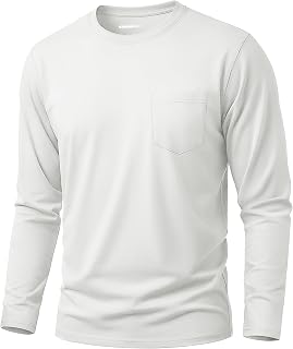 Cavva Men's Cotton Long Sleeve T-Shirt with Pockets Basic Crew Neck Long Sleeve Fall Tops