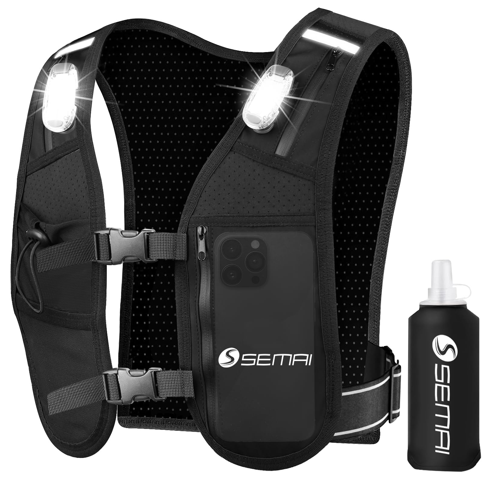 semai LED Running Vest Women & Mens Reflective Vest, Adjustable Chest Straps Run