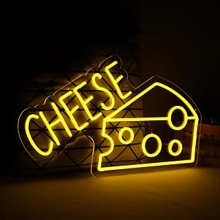 23.6"x13.6" Large Size Cheese Neon Signs for Business，Neon Lights for Cheese Shop Led Business Signs Suitable for Fast Food shops Christmas Birthday Party Gift
