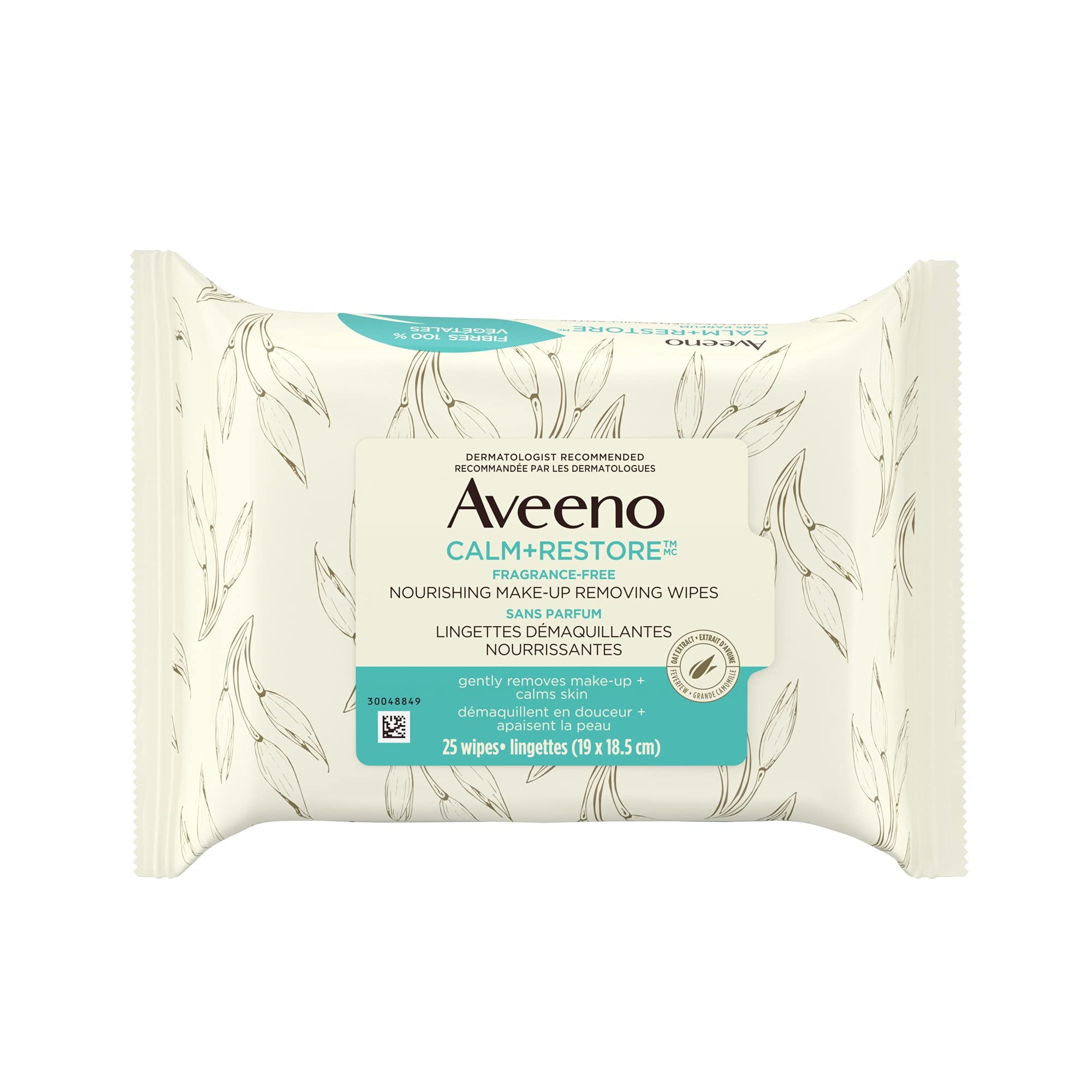 Aveeno Calm + Restore Nourishing Makeup Removing Wipes - Oat Extract & Feverfew 