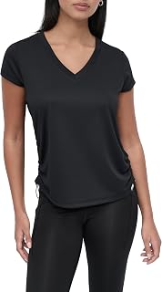 DKNY Camiseta Deportiva de Manga Corta con Cuello en V para Mujer