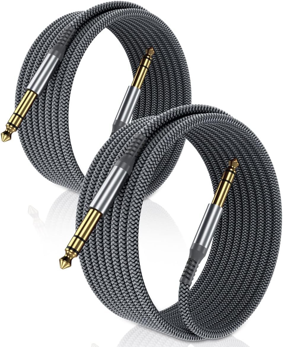 Elebase 1/4 Inch TRS Instrument Cable 10FT 2Pack,6.35mm Male Guitar Cord 3M | 6.