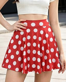 Womens Mini Stretch Waist Flared Plain Pleated Skirts