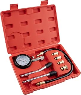 8 pcs Compression Tester Kit, Petrol Pressure Tester Range of 0-300 Psi | Engine Compression Tester Kit for Automotive Cars and Motorcycles, Compression Tester Small Engine with Portable Storage Box
