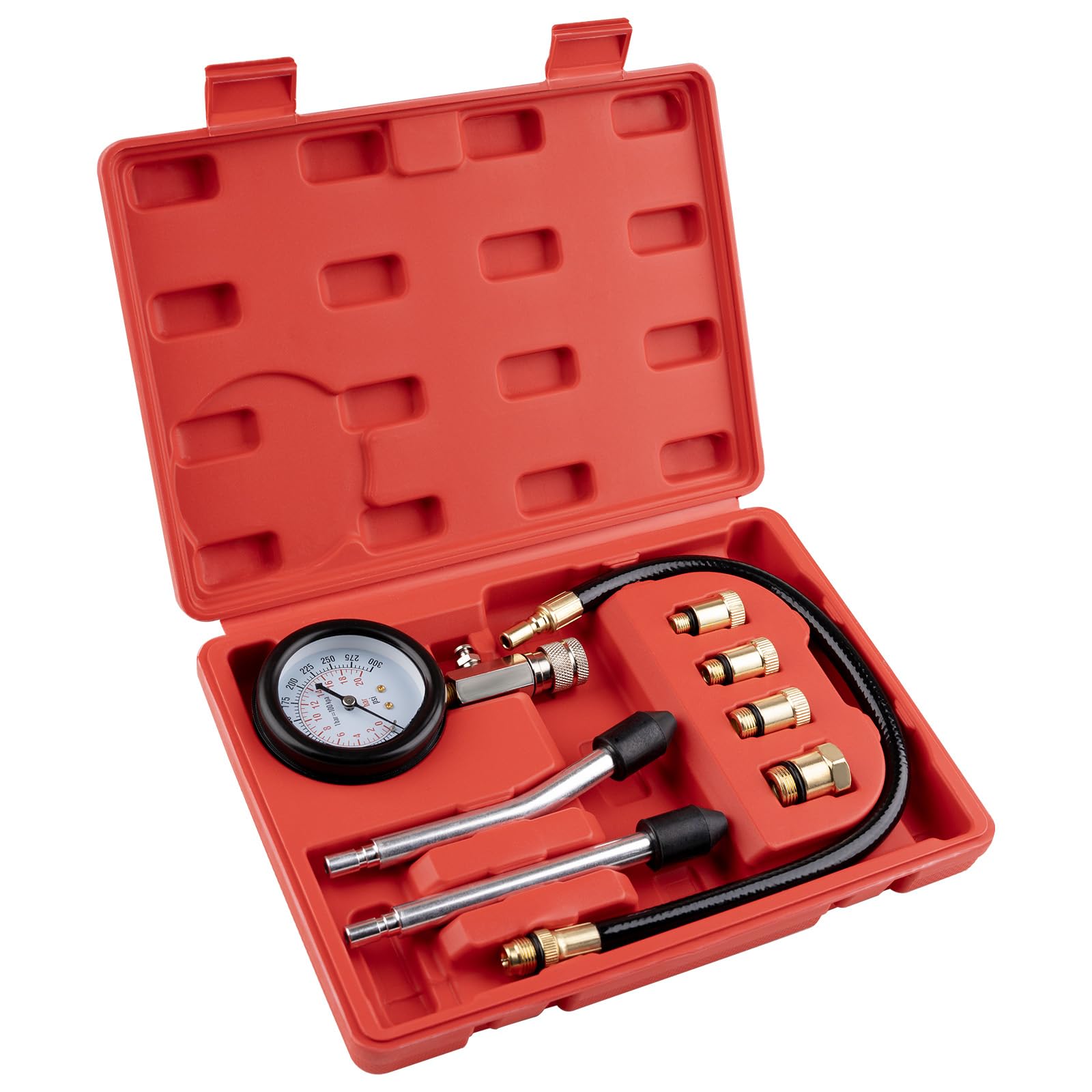 8 pcs Compression Tester Kit, Petrol Pressure Tester Range of 0-300 Psi | Engine