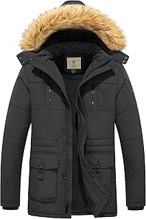 WenVen Men's Warm Winter Coat Quilted Parka Jacket with Fur Removable Hood
