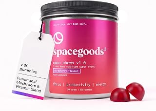 Spacegoods Moon Chews Lions Mane Mushroom Gummies |30 Servings| Strawberry