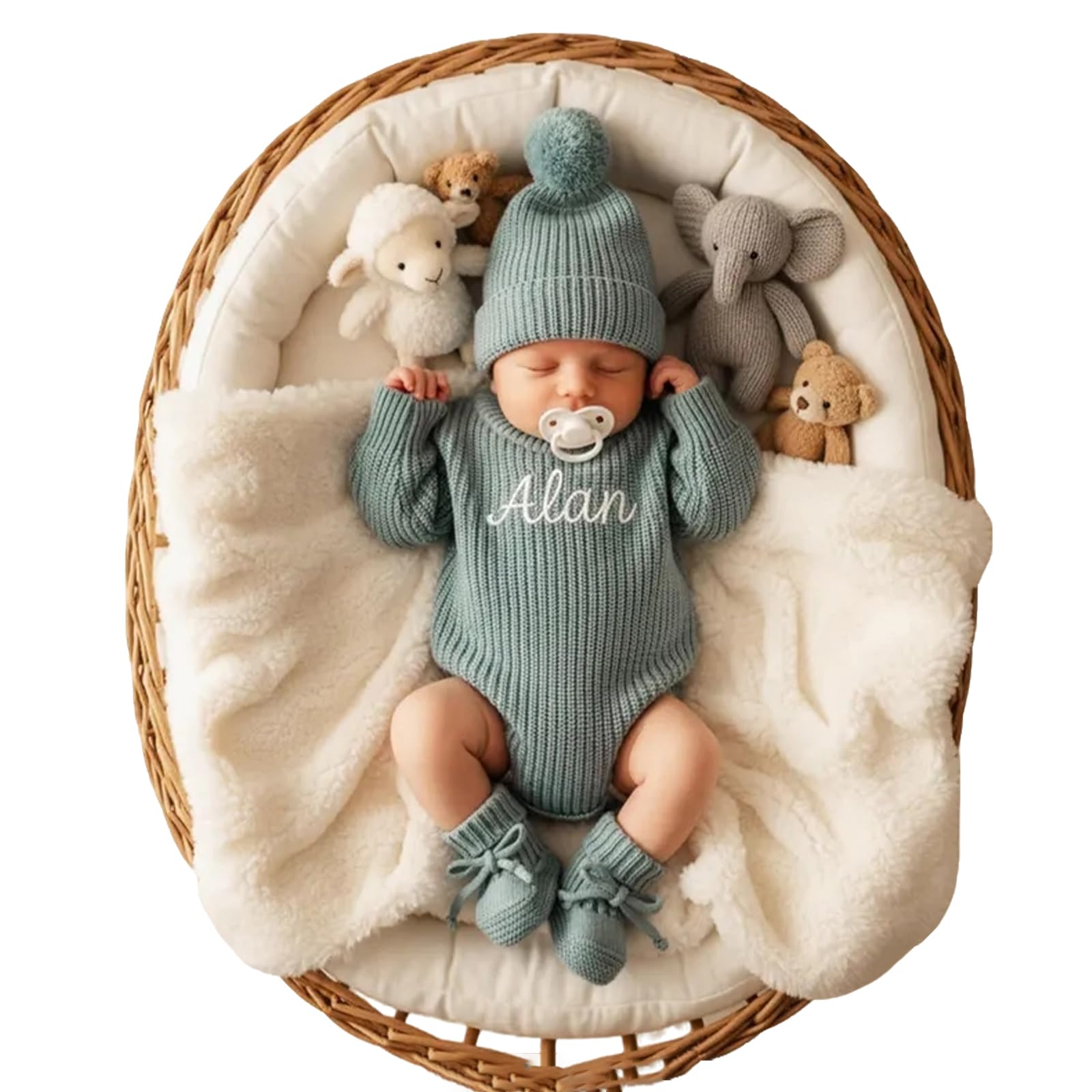 Personalized Embroidered Baby Romper Set Cotton Newborn Coming Home Outfit Knit 