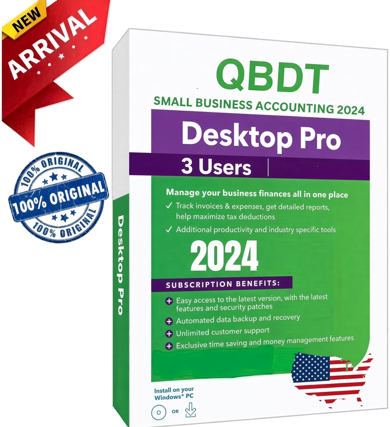 Quick-Book Desktop Pro Plus 2024 for Windows PC | 3 Users | Lifetime | NO DVD | 
