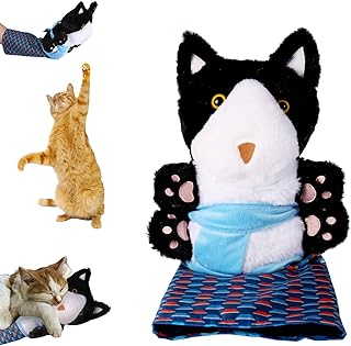 Karate Kitty Puppet Pet Wrestling Puppets Cat Boxing Toy Cat Durable Plush Stuffed Toys for Relieving Boredom with Thick Protective Pads, Fun Interactive and Safe to Play
