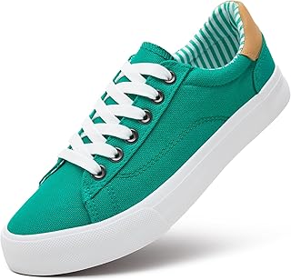 XRH Tennis Shoes Womens Low Top Casual Shoes for Women, Lace Up Canvas Sneakers Comfortable Shoes for Women Walking Shoes