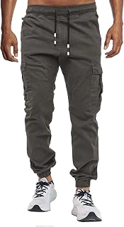 Mens Cargo Trousers Joggers for Men UK Work Trousers Outdoor Pants Cotton Chinos Regular Fit Multi-Pocket