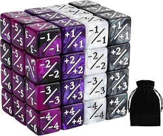 48 PCS Magic Counter Dice Plus 1 MTG Counters Dice Set Marble Life Buff Tokens D6 Dice Compatible with Magic The Gathering, TCG, Card Gaming Accessories, Purple