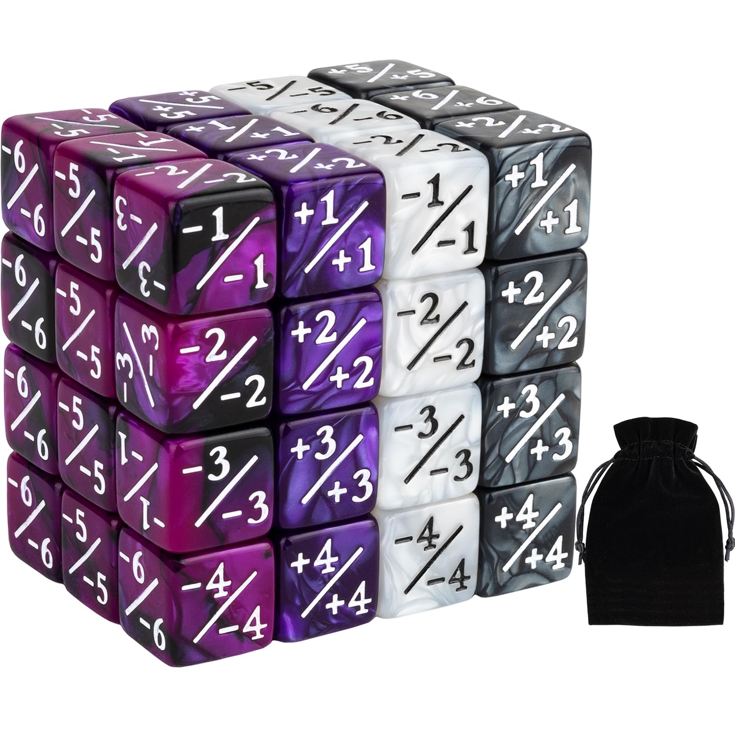 48 PCS Magic Counter Dice Plus 1 MTG Counters Dice Set Marble Life Buff Tokens D