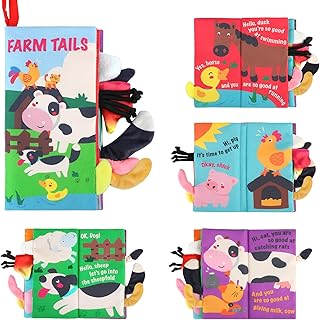 beiens Baby Books Toys, Touch and Feel Crinkle Cloth Books for Babies, Baby Essentials for Newborn, Car Seat Toys Gifts for 0 3 6 12 Months