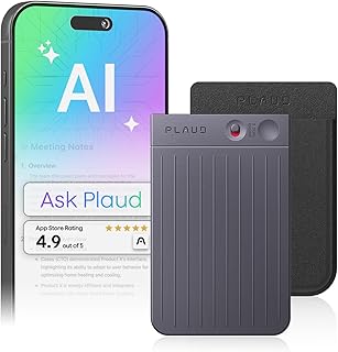 Plaud Note AI Voice Recorder Transcribe & Summarize, Black, Non-Pro Version | AI Note Taker for Meetings, Calls, Lectures, Professionals & Teams, 112 Languages, Ultra-Slim, App Control, Case Included